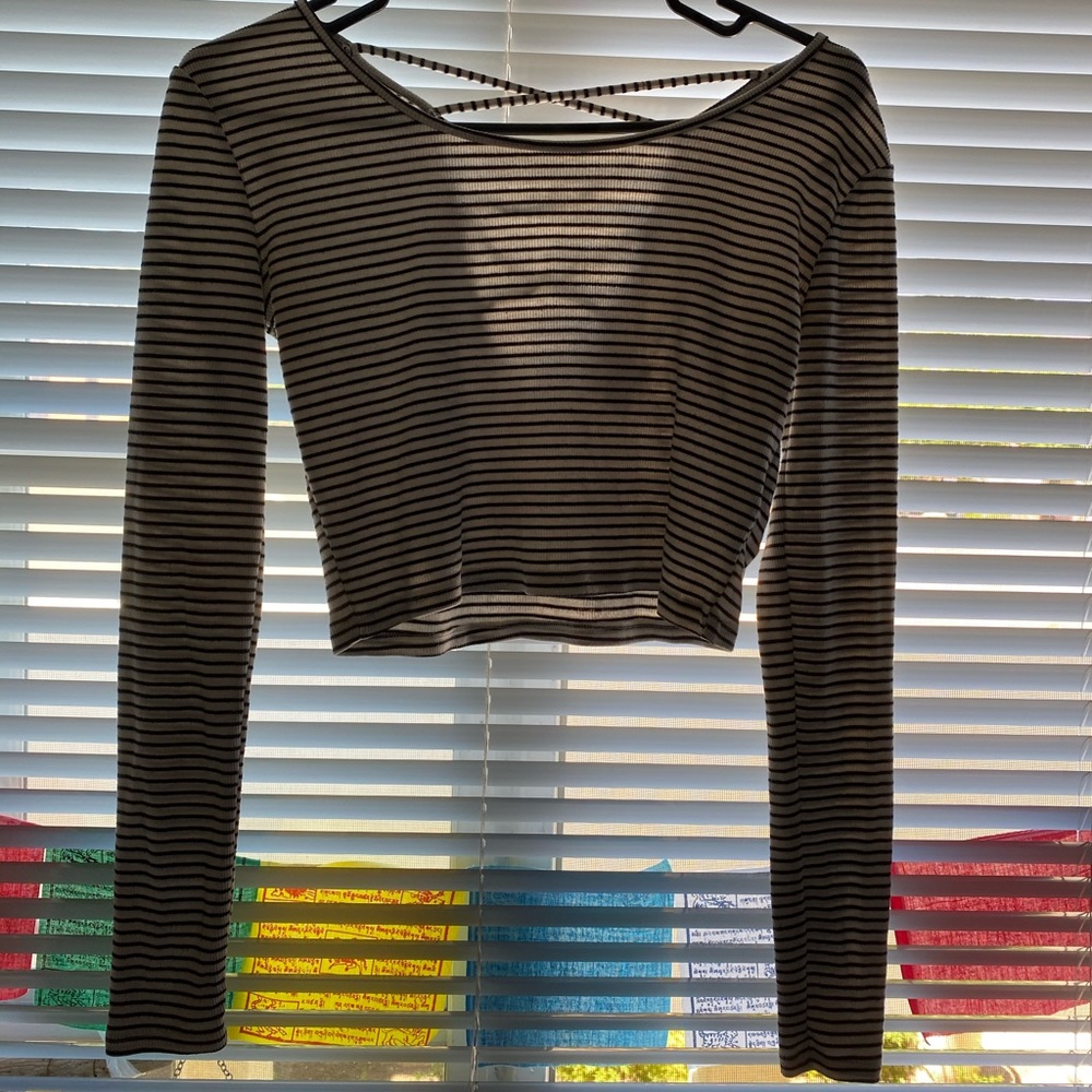 Striped Long sleeve Crop top